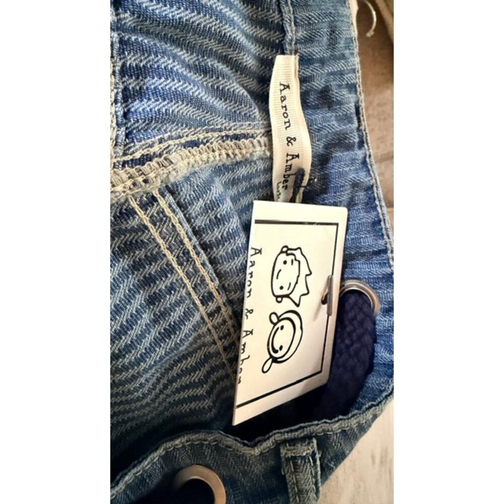 Aaron & Amber NWT Wide Leg Drawstring Jeans Patch Pocket Blue Size Large - Picture 6 of 8